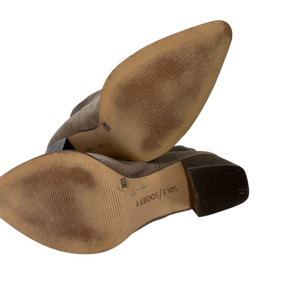 Sole Society Gray Suede Leather Heeled Booties Ankle Boots 7 Medium Classic - Picture 5 of 5